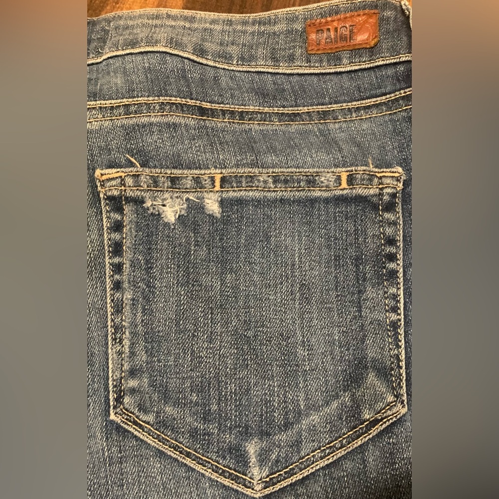 PAIGE Blue Distressed Denim Cutoff Jimmy Jimmy Shorts Sz 25 NWOT - Picture 7 of 14